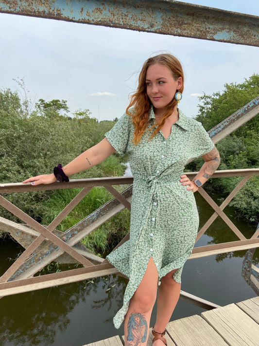 BUTTONED FLORAL DRESS