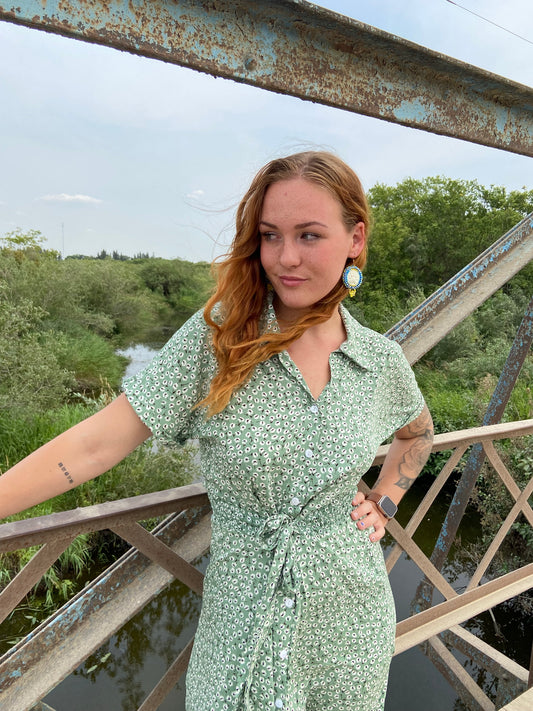 BUTTONED FLORAL DRESS